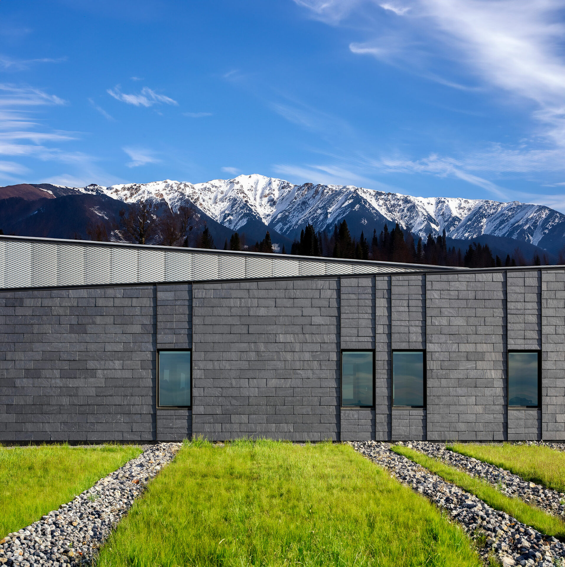 CupaClad slate cladding with ventilated facade assembly